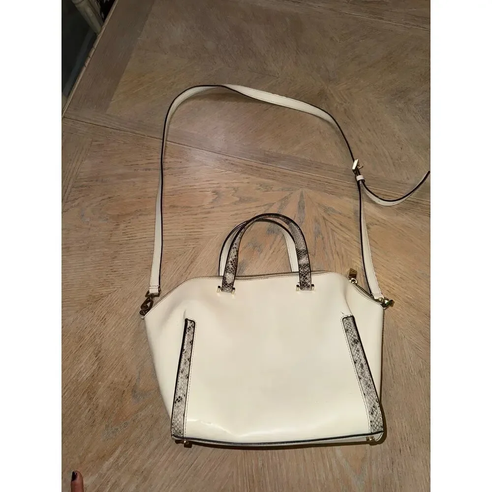 Kate Spade Savannah Parliament Square (Cement/Natural Snake) smooth leather bag